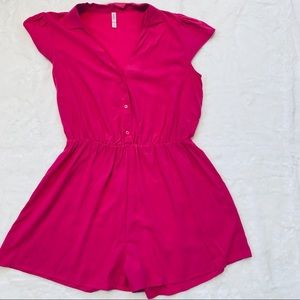 Pink button up romper